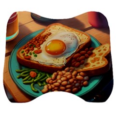 Breakfast Egg Beans Toast Plate Velour Head Support Cushion by Ndabl3x