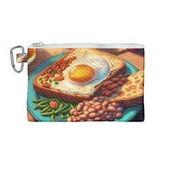 Breakfast Egg Beans Toast Plate Canvas Cosmetic Bag (medium) by Ndabl3x