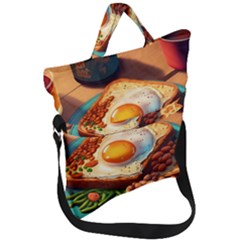 Breakfast Egg Beans Toast Plate Fold Over Handle Tote Bag by Ndabl3x