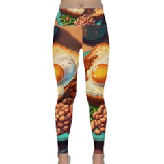 Breakfast Egg Beans Toast Plate Lightweight Velour Classic Yoga Leggings by Ndabl3x