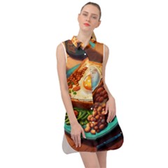 Breakfast Egg Beans Toast Plate Sleeveless Shirt Dress by Ndabl3x