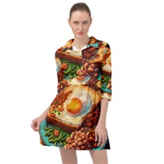 Breakfast Egg Beans Toast Plate Mini Skater Shirt Dress by Ndabl3x