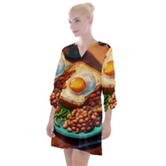 Breakfast Egg Beans Toast Plate Open Neck Shift Dress by Ndabl3x