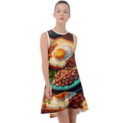 Breakfast Egg Beans Toast Plate Frill Swing Dress by Ndabl3x