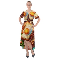 Breakfast Egg Beans Toast Plate Front Wrap High Low Dress by Ndabl3x