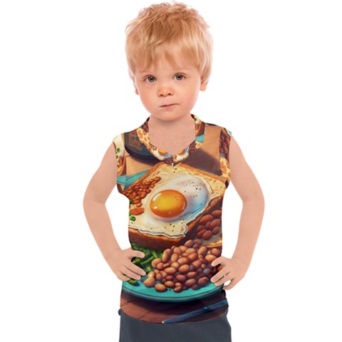 Breakfast Egg Beans Toast Plate Kids  Sport Tank Top by Ndabl3x