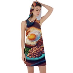 Breakfast Egg Beans Toast Plate Racer Back Hoodie Dress