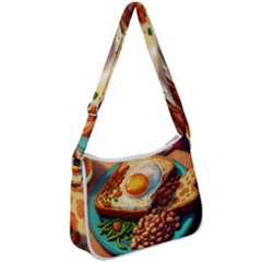 Breakfast Egg Beans Toast Plate Zip Up Shoulder Bag by Ndabl3x