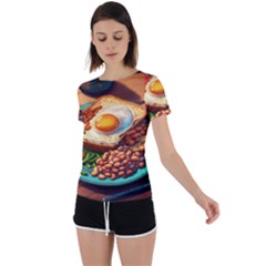 Breakfast Egg Beans Toast Plate Back Circle Cutout Sports Tee by Ndabl3x