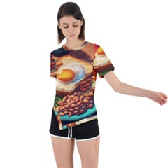 Breakfast Egg Beans Toast Plate Asymmetrical Short Sleeve Sports Tee by Ndabl3x