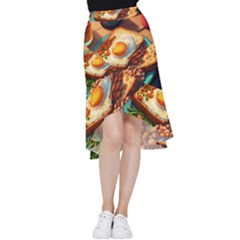 Breakfast Egg Beans Toast Plate Frill Hi Low Chiffon Skirt by Ndabl3x