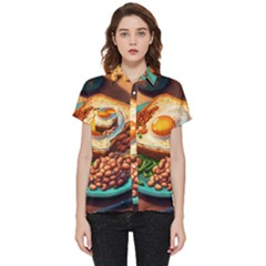 Breakfast Egg Beans Toast Plate Short Sleeve Pocket Shirt by Ndabl3x