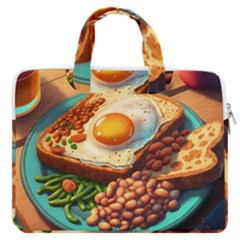 Breakfast Egg Beans Toast Plate Macbook Pro 16  Double Pocket Laptop Bag  by Ndabl3x