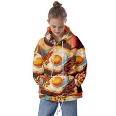 Breakfast Egg Beans Toast Plate Kids  Oversized Hoodie by Ndabl3x