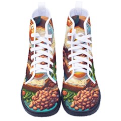 Breakfast Egg Beans Toast Plate High-top Canvas Sneakers