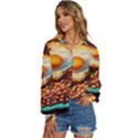 Breakfast Egg Beans Toast Plate Women s Long Sleeve Button Up Shirt View2