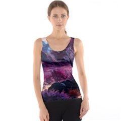 Landscape Painting Purple Tree Tank Top by Ndabl3x