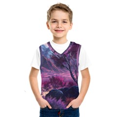 Landscape Painting Purple Tree Kids  Basketball Tank Top by Ndabl3x