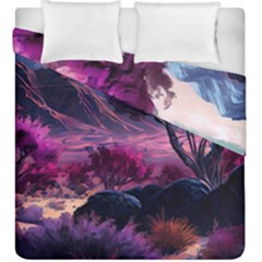 Landscape Painting Purple Tree Duvet Cover Double Side (king Size) by Ndabl3x