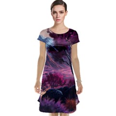 Landscape Painting Purple Tree Cap Sleeve Nightdress by Ndabl3x