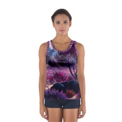 Landscape Painting Purple Tree Sport Tank Top  by Ndabl3x