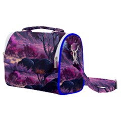 Landscape Painting Purple Tree Satchel Shoulder Bag by Ndabl3x