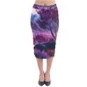 Landscape Painting Purple Tree Velvet Midi Pencil Skirt View1