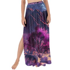 Landscape Painting Purple Tree Maxi Chiffon Tie-up Sarong by Ndabl3x