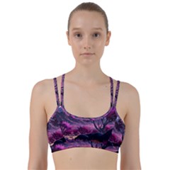 Landscape Painting Purple Tree Line Them Up Sports Bra by Ndabl3x