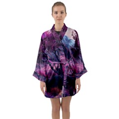 Landscape Painting Purple Tree Long Sleeve Satin Kimono by Ndabl3x