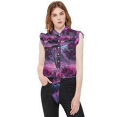 Landscape Painting Purple Tree Frill Detail Shirt by Ndabl3x