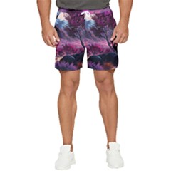 Landscape Painting Purple Tree Men s Runner Shorts by Ndabl3x