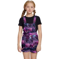 Landscape Painting Purple Tree Kids  Short Overalls