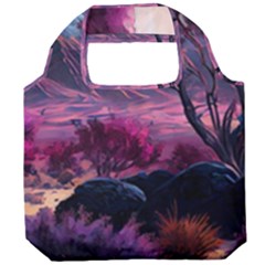 Landscape Painting Purple Tree Foldable Grocery Recycle Bag by Ndabl3x