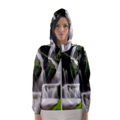 Waterfall Moss Korea Mountain Valley Green Forest Women s Hooded Windbreaker