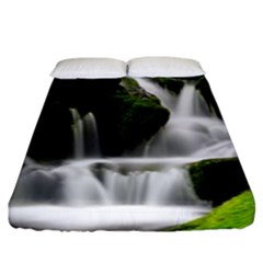 Waterfall Moss Korea Mountain Valley Green Forest Fitted Sheet (king Size) by Ndabl3x