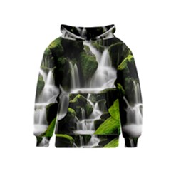 Waterfall Moss Korea Mountain Valley Green Forest Kids  Pullover Hoodie by Ndabl3x