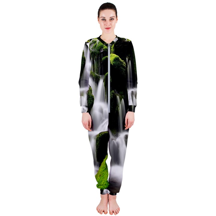 Waterfall Moss Korea Mountain Valley Green Forest OnePiece Jumpsuit (Ladies)