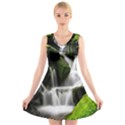 Waterfall Moss Korea Mountain Valley Green Forest V-Neck Sleeveless Dress View1