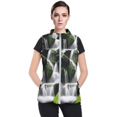 Waterfall Moss Korea Mountain Valley Green Forest Women s Puffer Vest