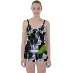 Waterfall Moss Korea Mountain Valley Green Forest Tie Front Two Piece Tankini by Ndabl3x