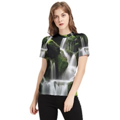 Waterfall Moss Korea Mountain Valley Green Forest Women s Short Sleeve Rash Guard by Ndabl3x