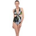 Waterfall Moss Korea Mountain Valley Green Forest Halter Front Plunge Swimsuit View1