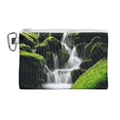 Waterfall Moss Korea Mountain Valley Green Forest Canvas Cosmetic Bag (large) by Ndabl3x