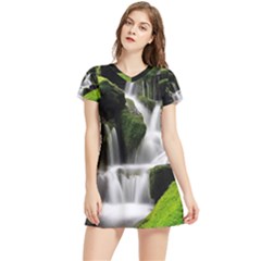 Waterfall Moss Korea Mountain Valley Green Forest Women s Sports Skirt by Ndabl3x