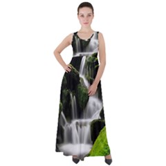 Waterfall Moss Korea Mountain Valley Green Forest Empire Waist Velour Maxi Dress by Ndabl3x