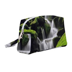 Waterfall Moss Korea Mountain Valley Green Forest Wristlet Pouch Bag (medium) by Ndabl3x