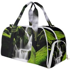 Waterfall Moss Korea Mountain Valley Green Forest Burner Gym Duffel Bag by Ndabl3x