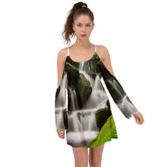 Waterfall Moss Korea Mountain Valley Green Forest Boho Dress by Ndabl3x