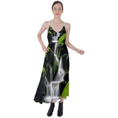 Waterfall Moss Korea Mountain Valley Green Forest Tie Back Maxi Dress by Ndabl3x